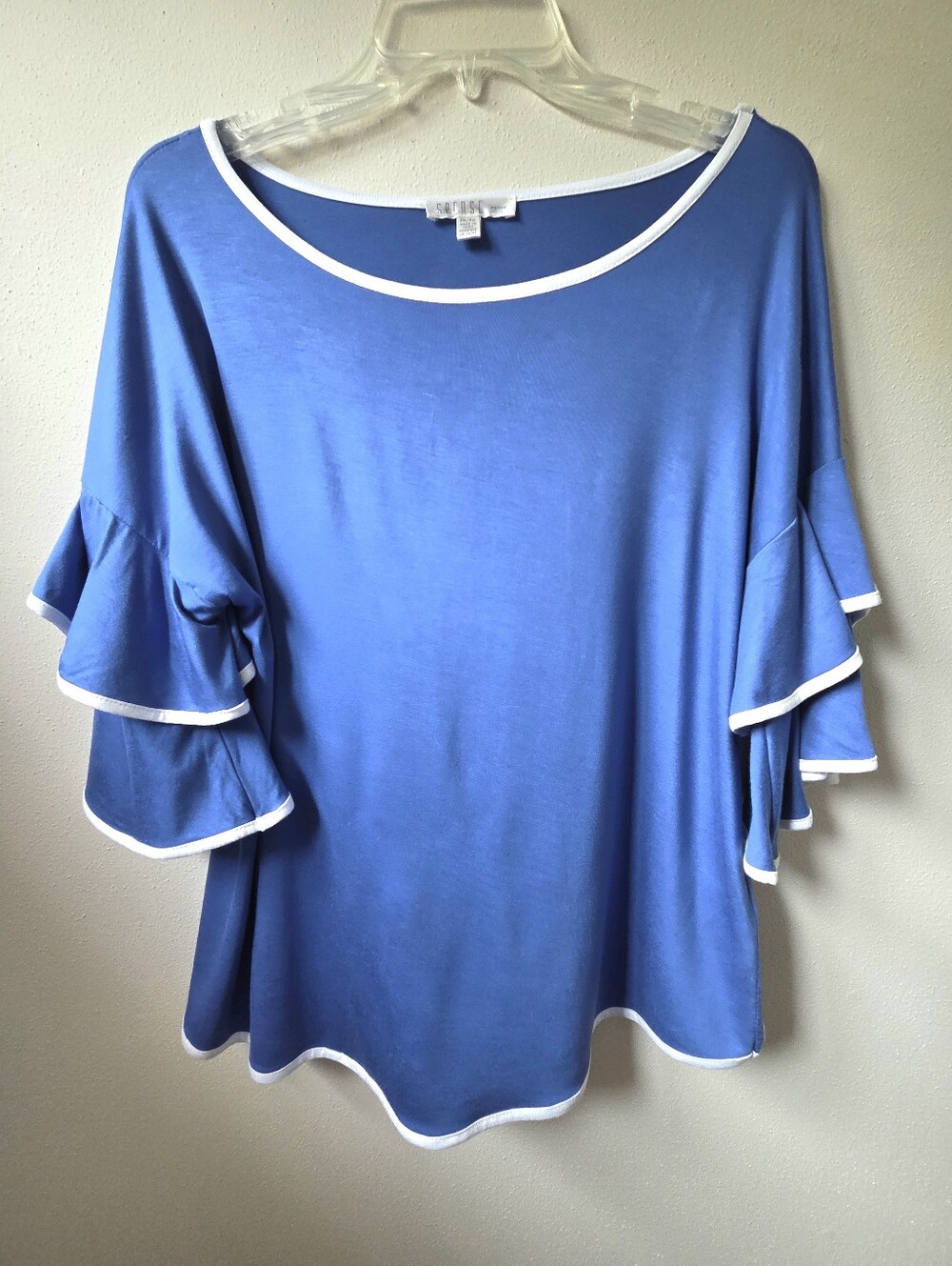 Spense Ruffle Sleeve Blue Top - Picture 5 of 5